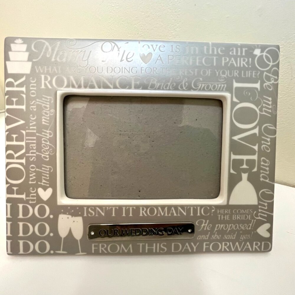 Grasslands Road Our Wedding Day Picutre Frame  4x6 White Silver Marriage Love